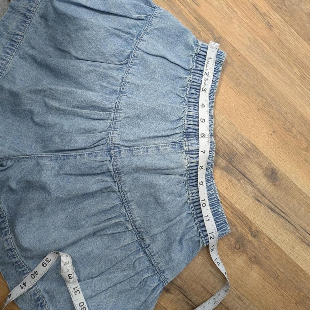 Free People Fleur Denim Mini Short/Skirt With Button Front and Pockets - Picture 6 of 6